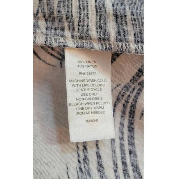 Liz Claiborne Sz L Linen Rayon Short Sleeve Palms Blouse - Picture 5 of 5